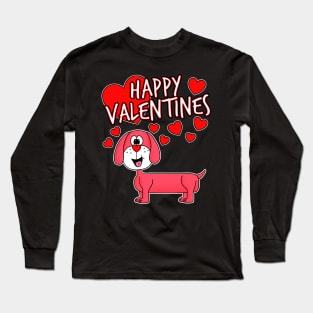 Happy Valentines Day 2022 Dachshund Dog Animal Lover Long Sleeve T-Shirt